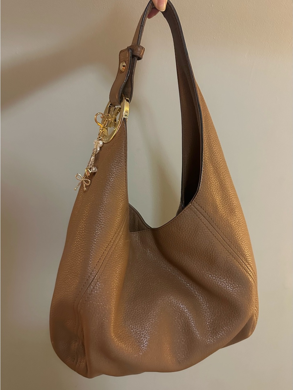 Micheal Kors Classic Brown Leather Hobo Shoulder Bag